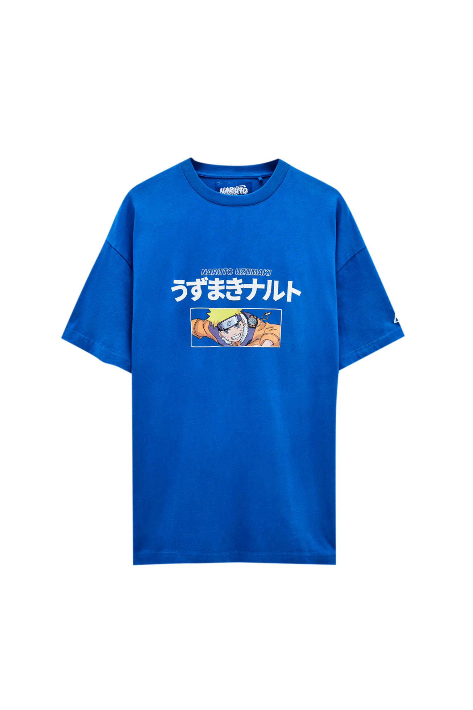 Синяя футболка с принтом «Наруто» СИНИЙ Pull & Bear