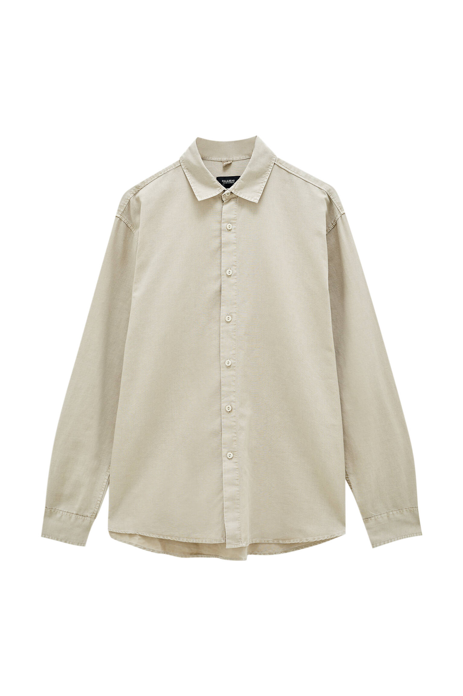 СВЕТЛЫЙ РЫЖЕВАТО-КОРИЧНЕВЫЙ Базовая рубашка из смеси хлопка и льна Pull & Bear