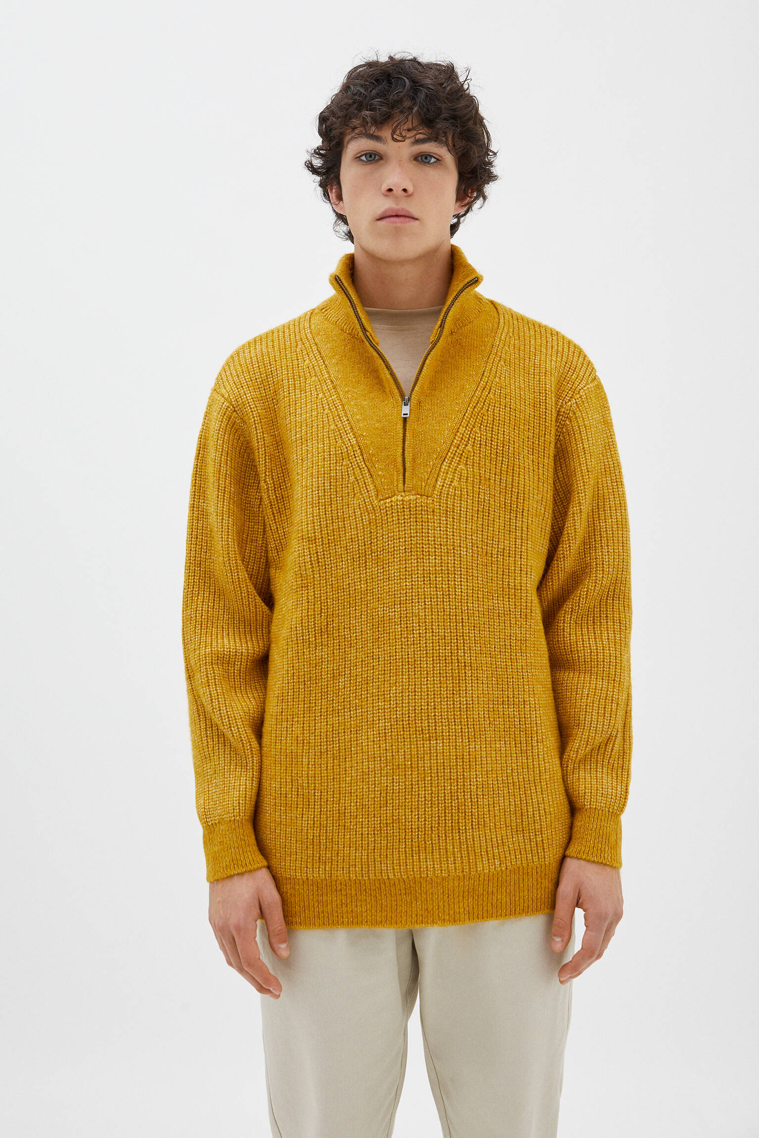 Pull & Bear - High neck knit sweater with zip