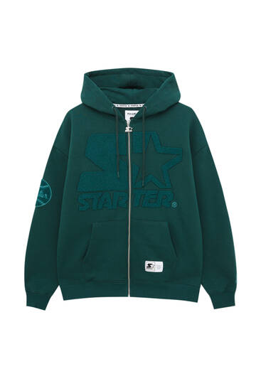 Starter x Pull&Bear green zip-up hoodie