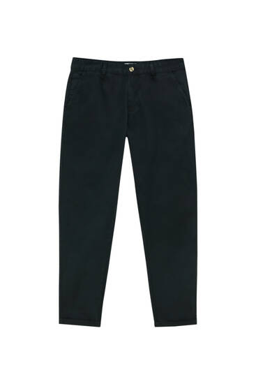Garment-dyed slim fit chino trousers