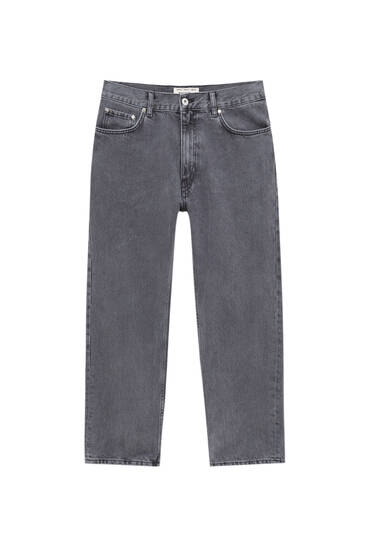 Faded grey wide-leg jeans