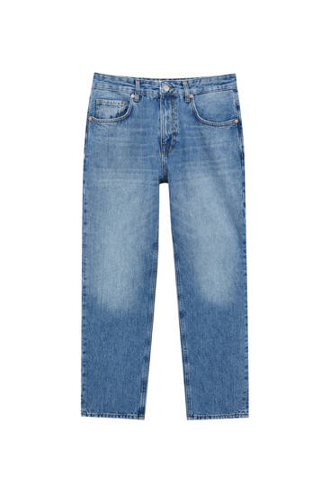 Τζιν παντελόνι straight vintage από ύφασμα premium