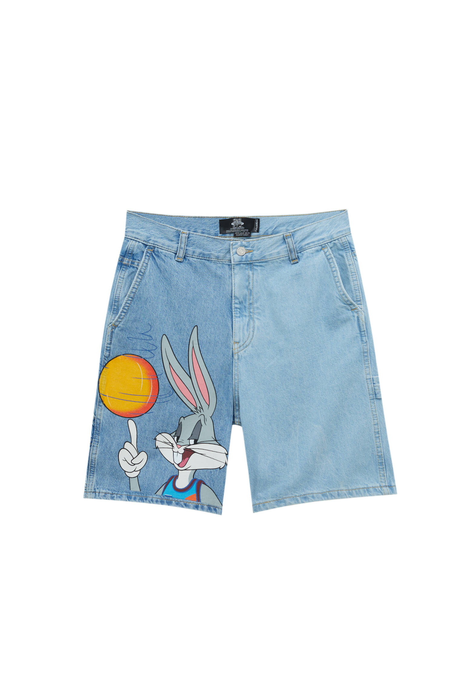 Джинсовые шорты с принтом Space Jam: Bugs Bunny СИНИЙ Pull & Bear