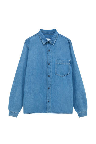 Medium blue denim shirt with pocket