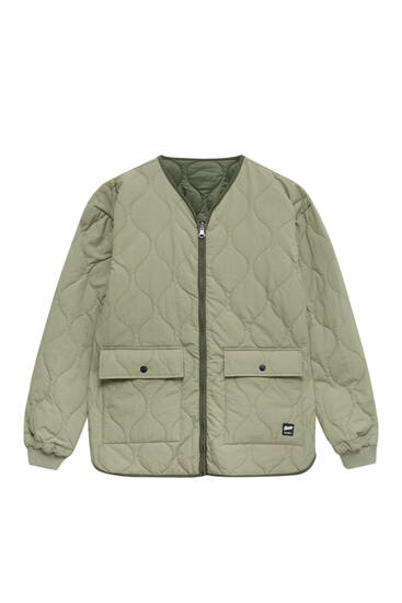 Reversible quilted khaki jacket