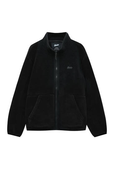 Faux shearling jacket with zip