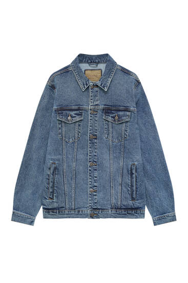 Chamarra de mezclilla con borrega pull and bear Clearance