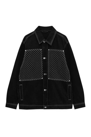 Black denim jacket with seam detail