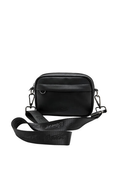 Black faux leather STWD crossbody bag