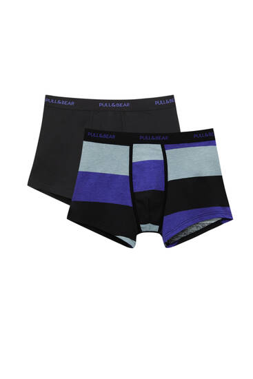 2-pack of black and wide stripe boxers