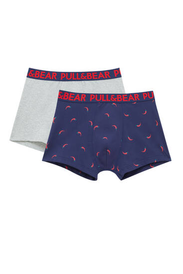 Pack of 2 basic boxers with contrast waistband