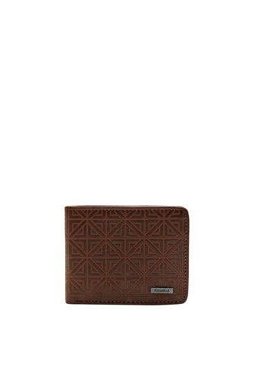 Brown wallet with raised design