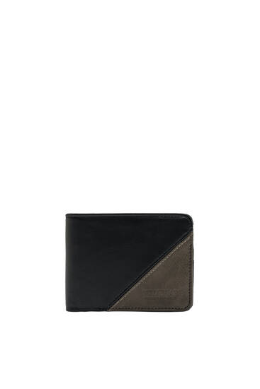 Black wallet with diagonal panel
