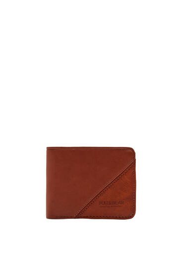 Brown wallet with diagonal panel