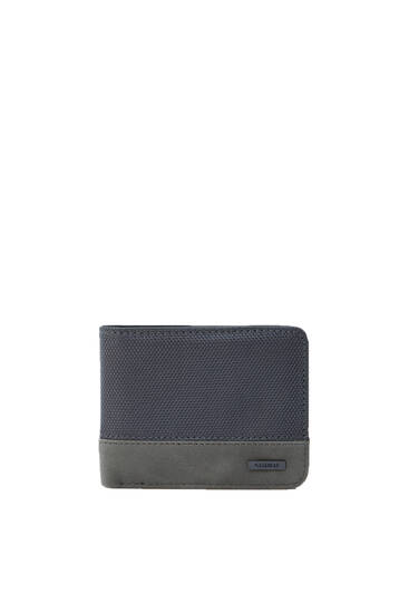 Grey embroidered panelled wallet