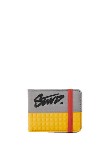 Contrast yellow wallet with elastic fastening