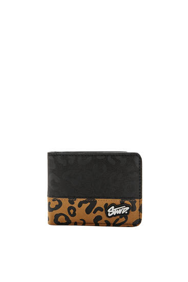 Contrast leopard print wallet