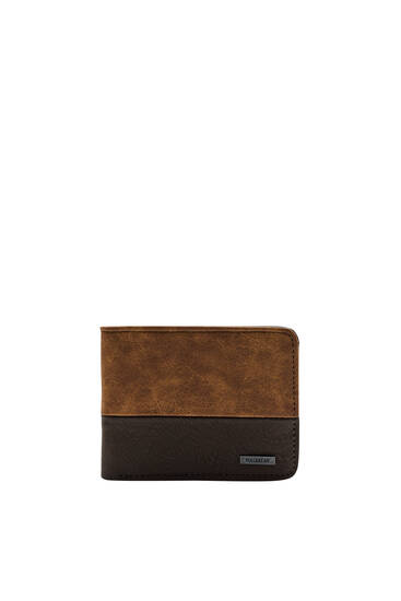 Brown wallet with contrasting panel