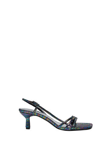 Metallic-effect heeled sandals
