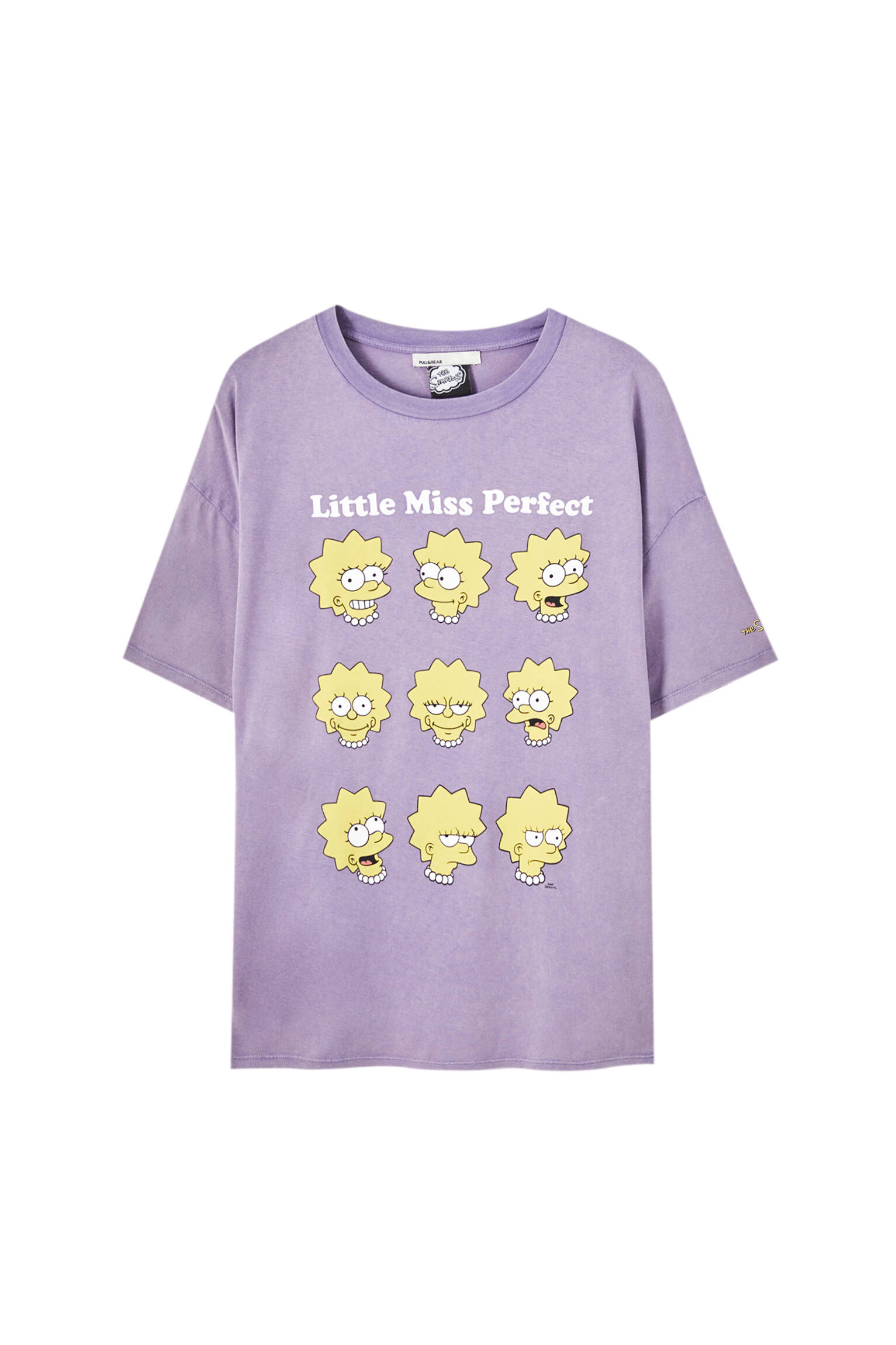 0-683 Фиолетовая футболка с принтом «Лиза Симпсон» Pull & Bear