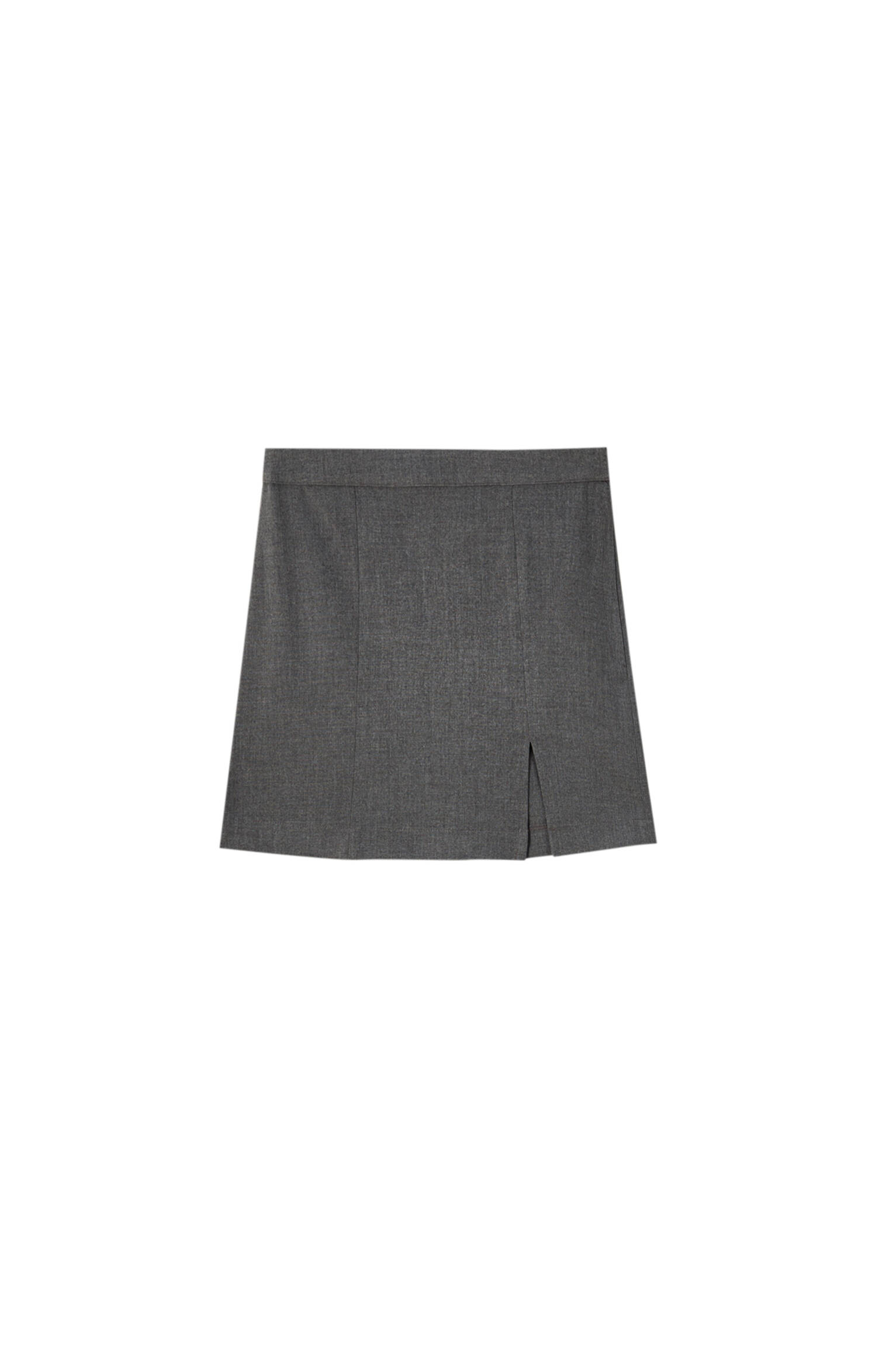 Серый Серая мини-юбка с разрезом сбоку Pull & Bear