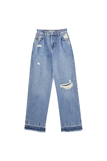 High-waist straight-leg jeans 
