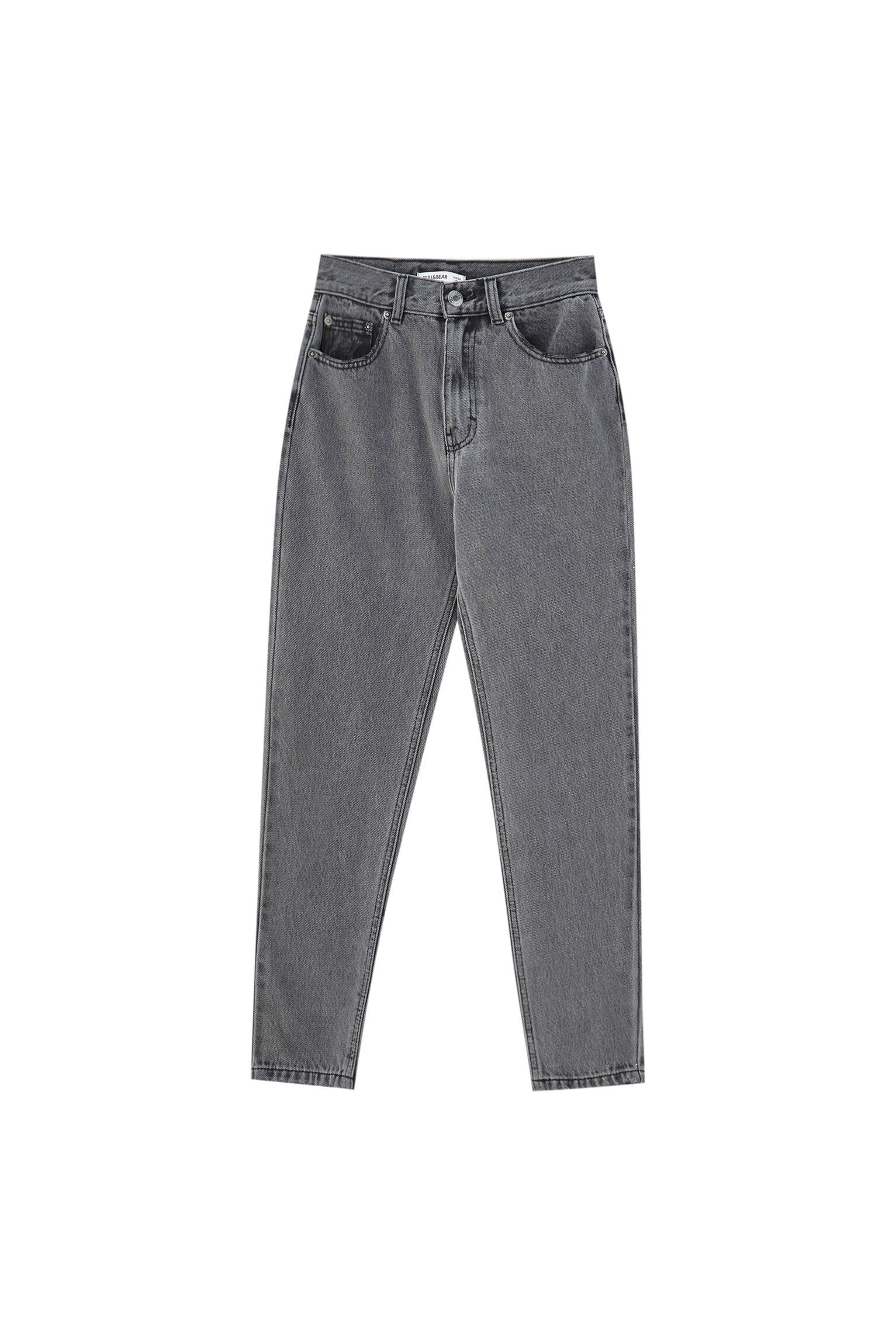 Серый Базовые джинсы mom fit Pull & Bear