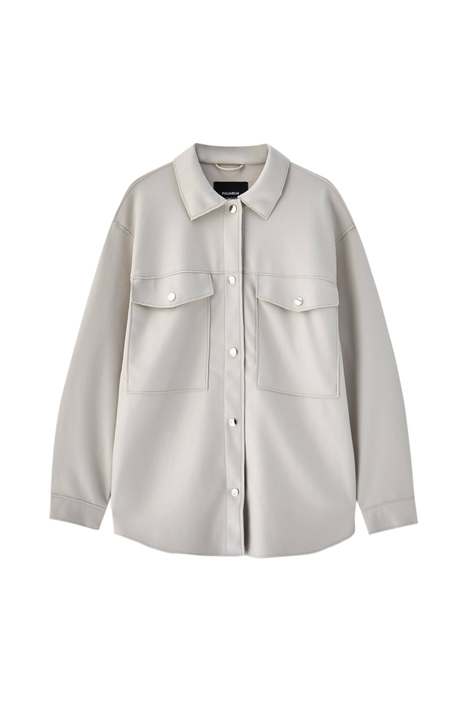 ЭКРЮ Куртка-рубашка с кнопками и карманами Pull & Bear