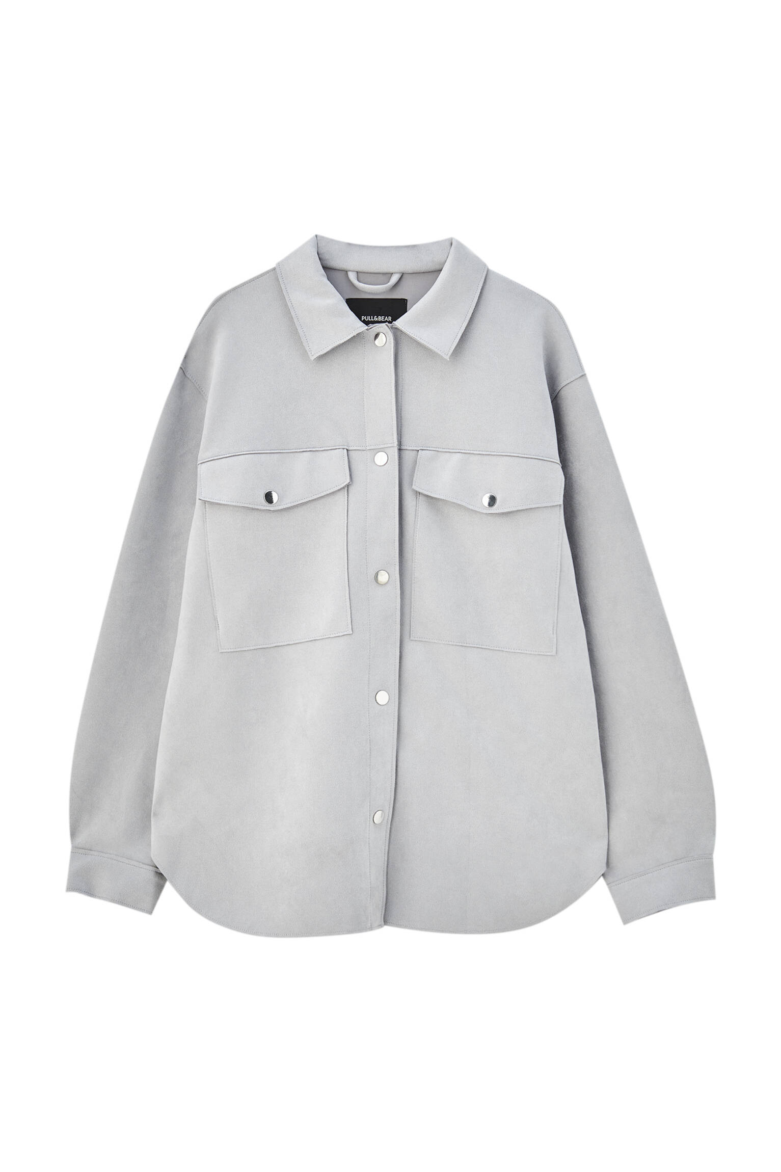 СВЕТЛО-СЕРЫЙ Куртка-рубашка с кнопками и карманами Pull & Bear
