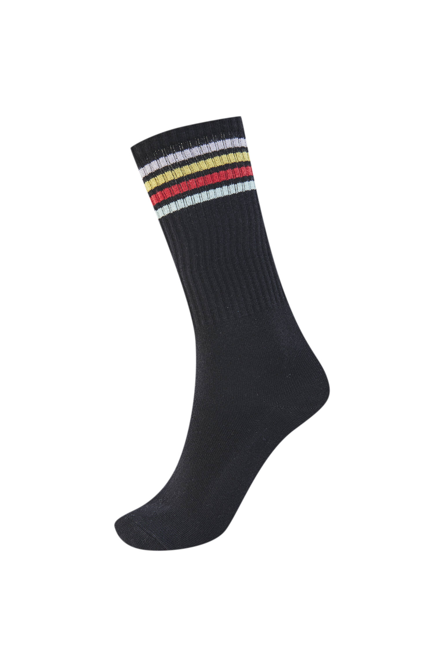 ЧЕРНЫЙ Спортивные носки с цветными полосками Pull & Bear