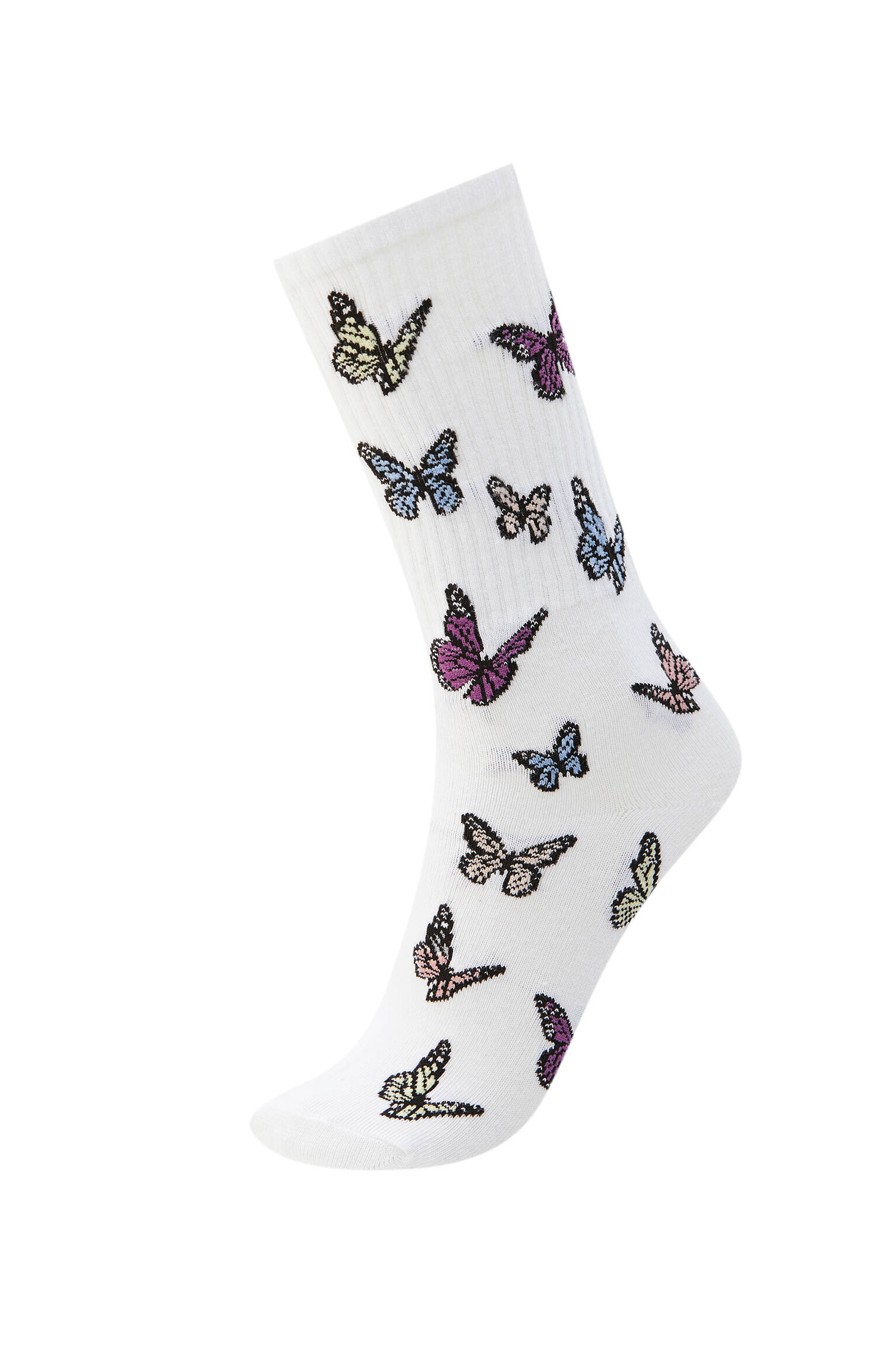 БЕЛЫЙ Белые носки с принтом «Бабочки» Pull & Bear