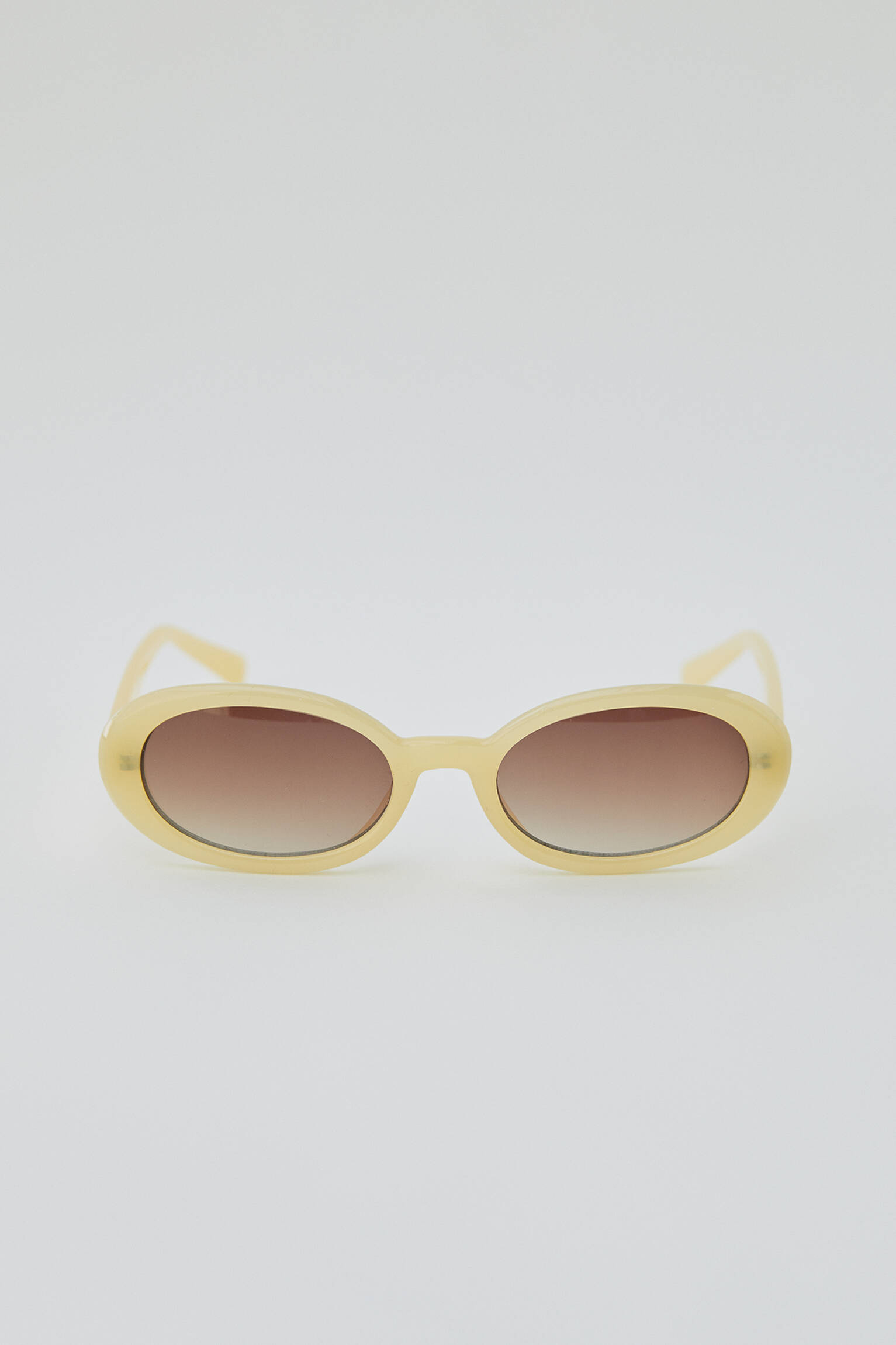 ЭКРЮ Солнцезащитные очки в овальной кремовой оправе Pull & Bear
