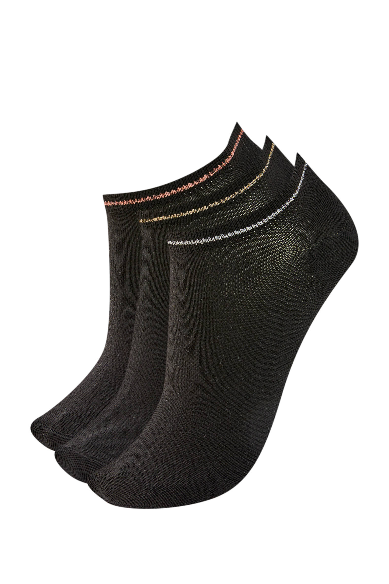 ЧЕРНЫЙ Набор коротких черных носков с контрастной полосой Pull & Bear