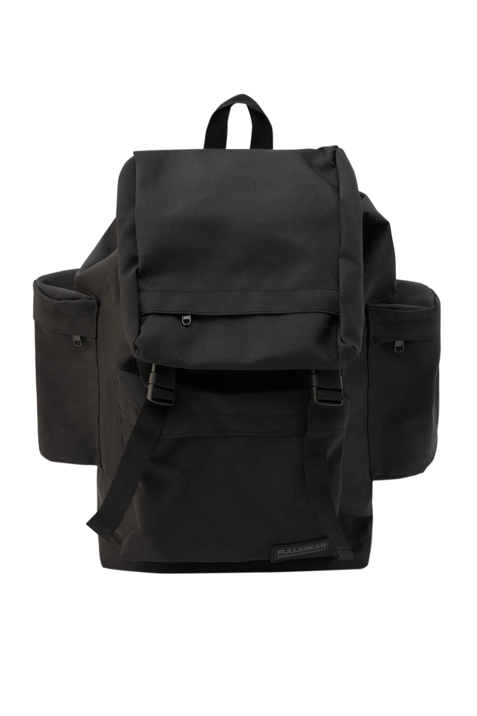 ЧЕРНЫЙ Рюкзак для хайкинга с боковыми карманами Pull & Bear