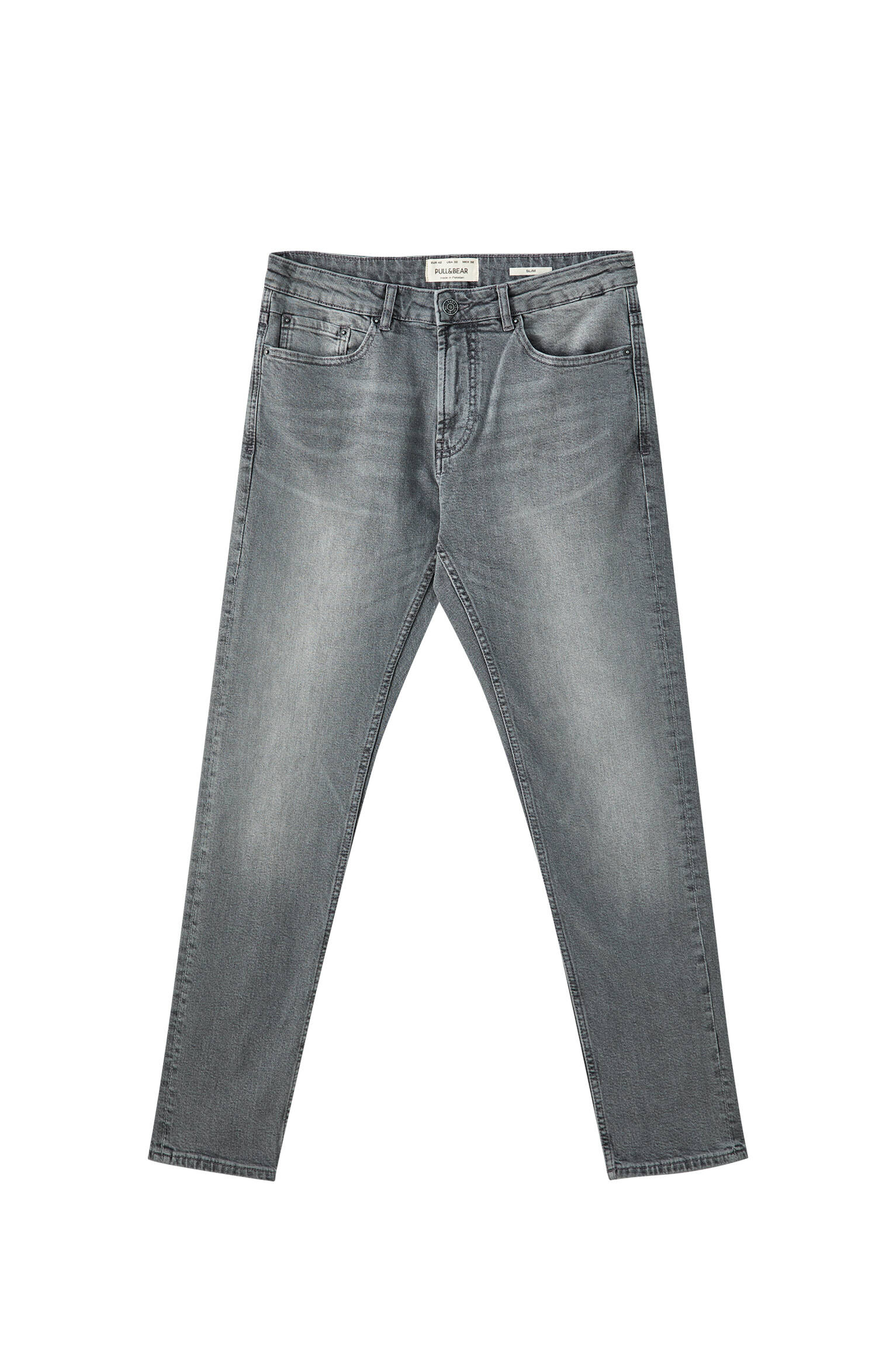 СВЕТЛО-СЕРЫЙ Серые джинсы комфортного зауженного кроя Pull & Bear