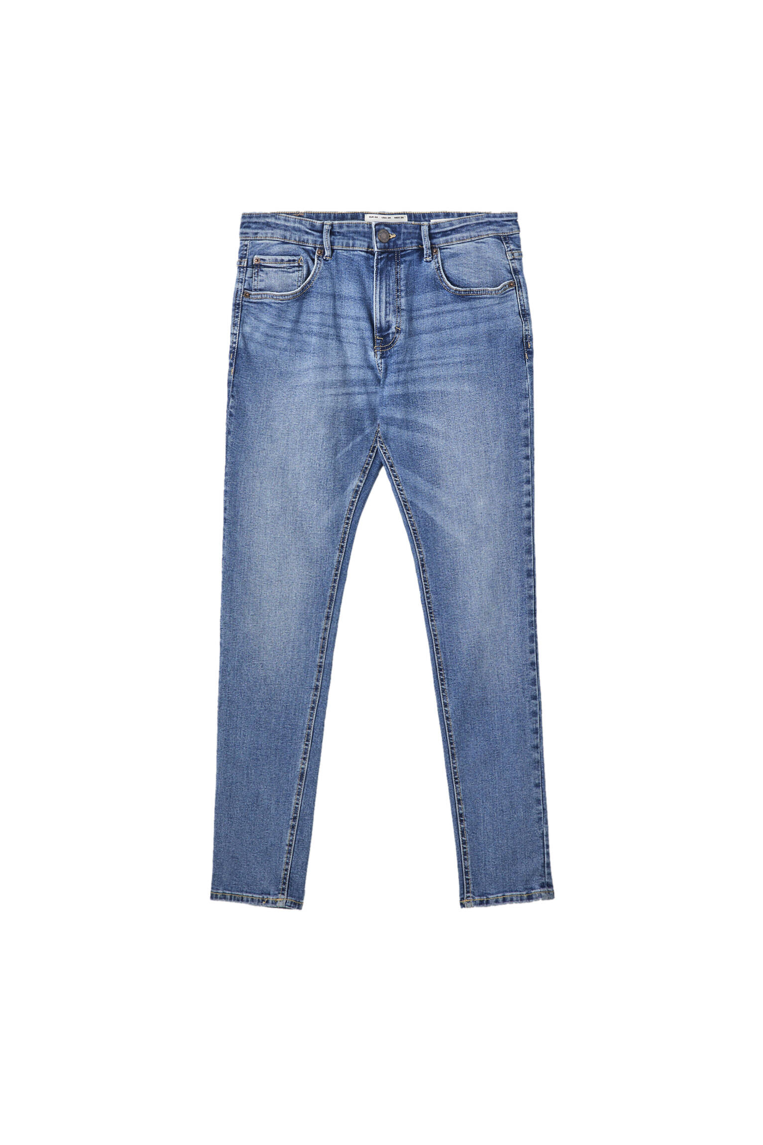 ВЫЦВЕТШИЙ СИНИЙ Синие джинсы суперскинни с эффектом потертости Pull & Bear