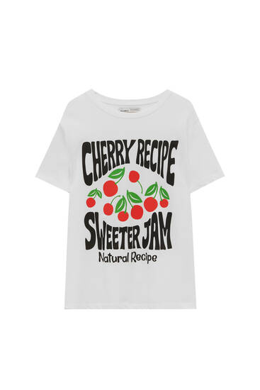 T-shirt met fruitprint en korte mouw