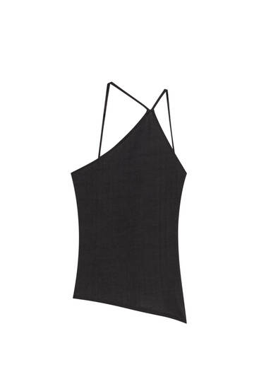 Asymmetric top with crossover straps