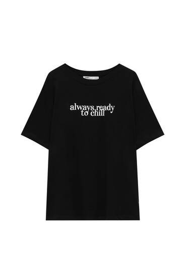 T-shirt with contrasting slogan