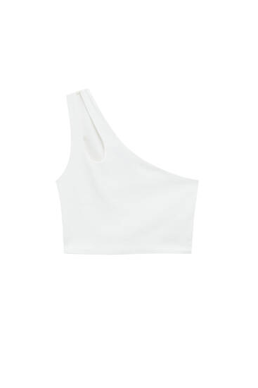 Asymmetric top with cut-out strap