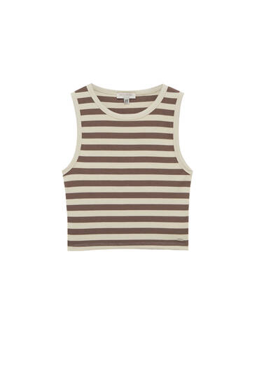 Striped ribbed tank top