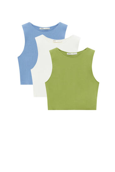 Pack of sleeveless ribbed tops