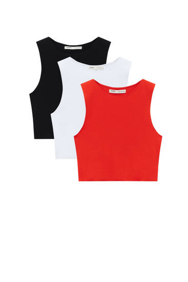 Pack of sleeveless ribbed tops