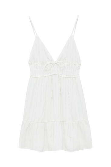 Ρουστίκ κοντό φόρεμα σε λευκό χρώμα