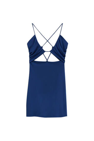 Cut-out dress with gathered neckline