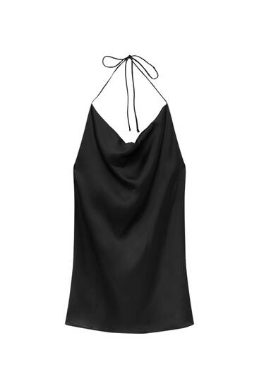 Κοντό σατινέ ντραπέ φόρεμα