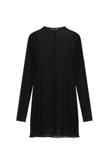 Μαύρο φόρεμα από τούλι με ραφές