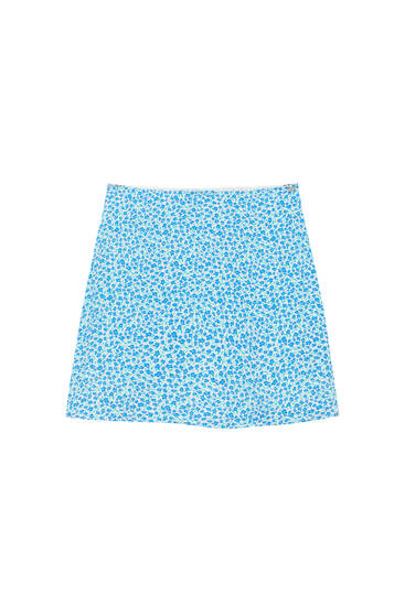 Blue floral mini skirt