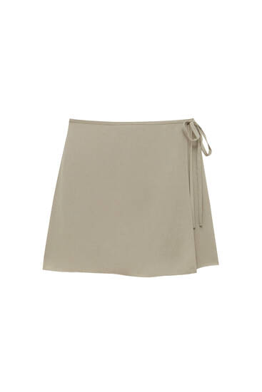 Rustic wrap mini skirt